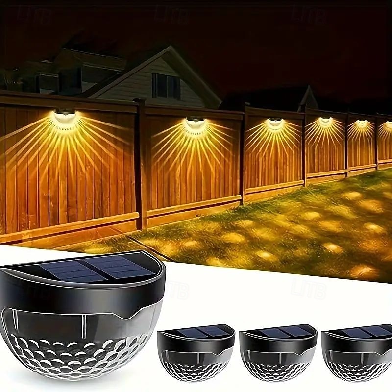 4 pezzi luce da parete solare impermeabile per esterni cortile giardino recinzione scala parete balcone recinzione illuminazione luce bianca luce calda radiante del 2025 a $16.49 –P10
