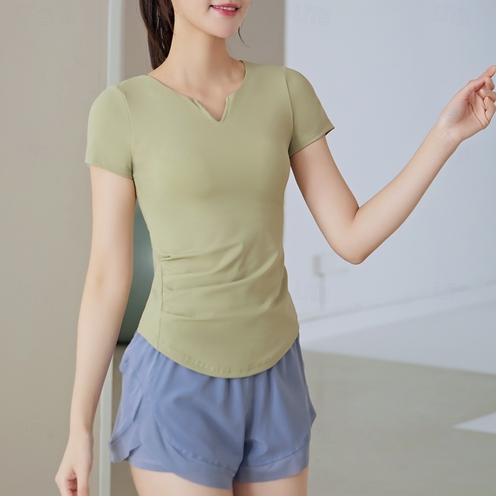 نسائي تيشيرت للجري كم قصير تي شيرت فضفاض ملابس الرياضة V رقبة لون سادة سريع جاف ناعم متنفس تمرين نادي رياضي المشي الركض ملابس رياضية ألبسة رياضية أسود فاتح أخضر أزرق 2025 - $18.49 –P14
