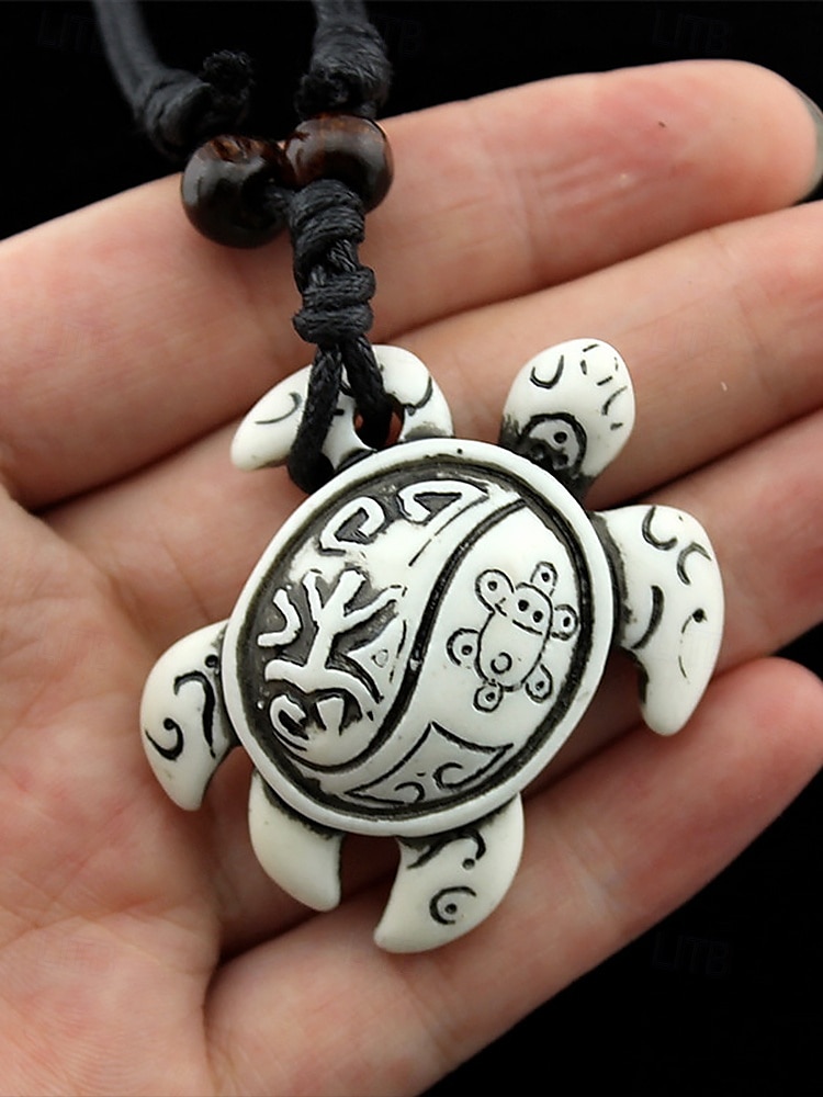 "Collier pendentif tortue de mer tribal pour homme - chaîne en cuir vintage fabriquée à la main, bijoux de style surf bohème pour la plage, les vacances et les vêtements décontractés" de 2025 ? $4.99 –P3