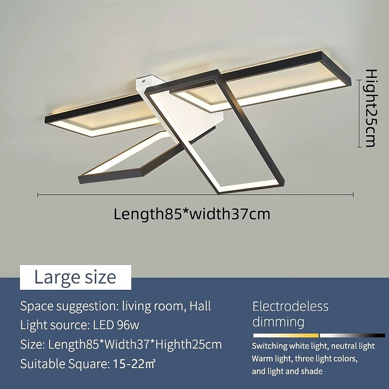 Modern Ceiling Light LED Dimmable Stereo 2 Head 4 Head Square Ceiling Light with Remote Contr Living Rooms Dining Rooms AC110V AC220V 2025 - $200.19 –P6