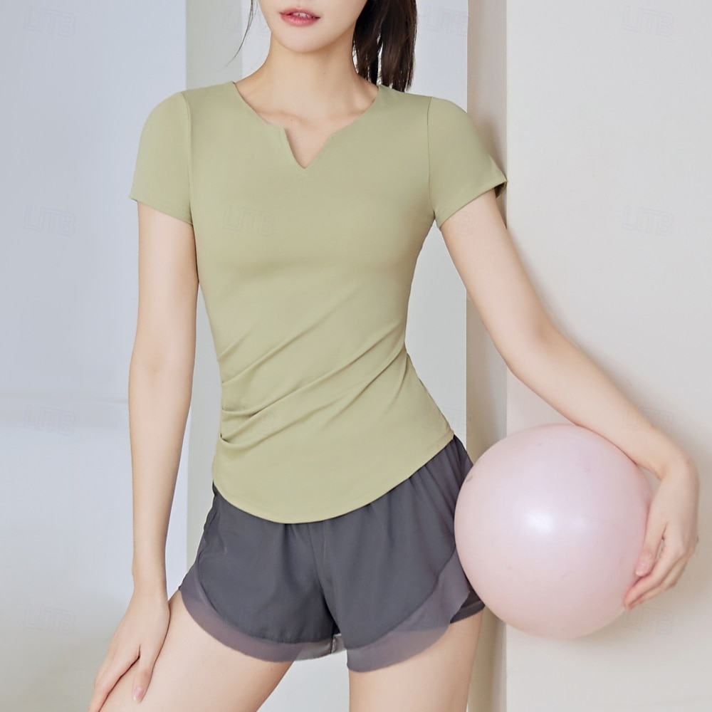 نسائي تيشيرت للجري كم قصير تي شيرت فضفاض ملابس الرياضة V رقبة لون سادة سريع جاف ناعم متنفس تمرين نادي رياضي المشي الركض ملابس رياضية ألبسة رياضية أسود فاتح أخضر أزرق 2025 - $18.49 –P11