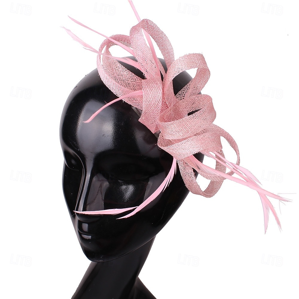 Kopfschmuck Faux Leinen Hochzeits Pferderennen Cocktail Elegant Süß Mit Feder Kopfschmuck Kopfbedeckung 2025 - $31.99 –P16