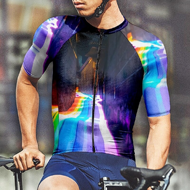 Homme Maillot de cyclisme Manche Courte Cyclisme T-shirt Maillot avec 3 poches arrière VTT Vélo tout terrain Respirant Séchage Rapide Design Anatomique Évacuation de l'Humidité Noir Arc-en-ciel Des de 2025 ? $25.99 –P7