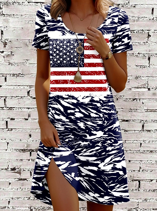 strapless open back dress Anna-Kaci Women's American Flag Sequin Dress V-Neck Sleeveless USA Patriotic Striped Glitter Tank Mini Dress -Medium, Multicolored main image 1