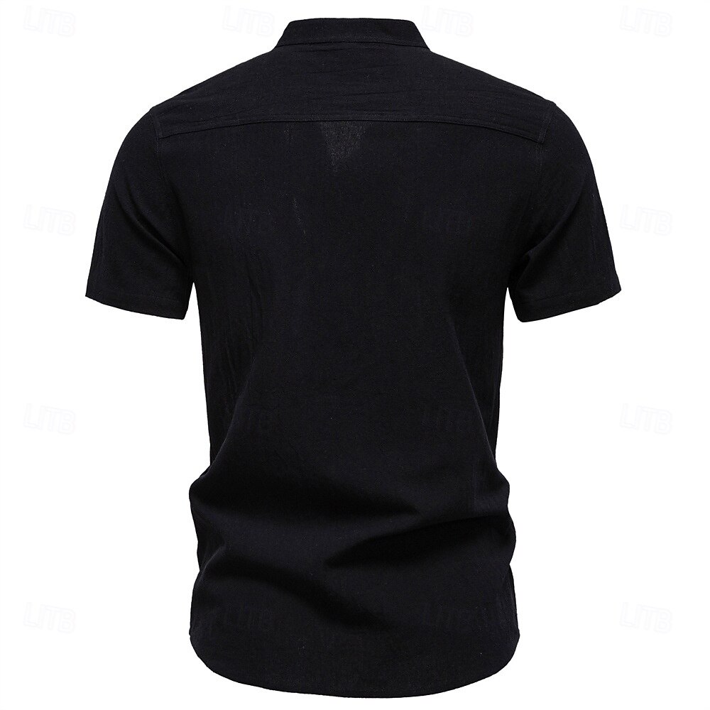 Bărbați Cămașă Negru Alb Bleumarin Albastru piscină Bej Manșon Lung Culoare solidă Guler în picioare În aer liber Casual Nasturi Îmbrăcăminte Zilnic Casul Zilnic Timp Liber 2025 - $23.99 –P21