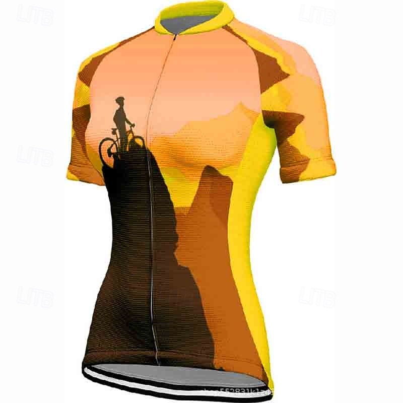 Women's Cycling Jersey Graphic Short Sleeve Bike Tee Tshirt Jersey with 3 Rear Pockets Mountain Bike MTB Quick Dry Anatomic Design Wicking Breathable Sports Blue Fuchsia Orange Clothing Apparel 2026 - $23.99 –P5