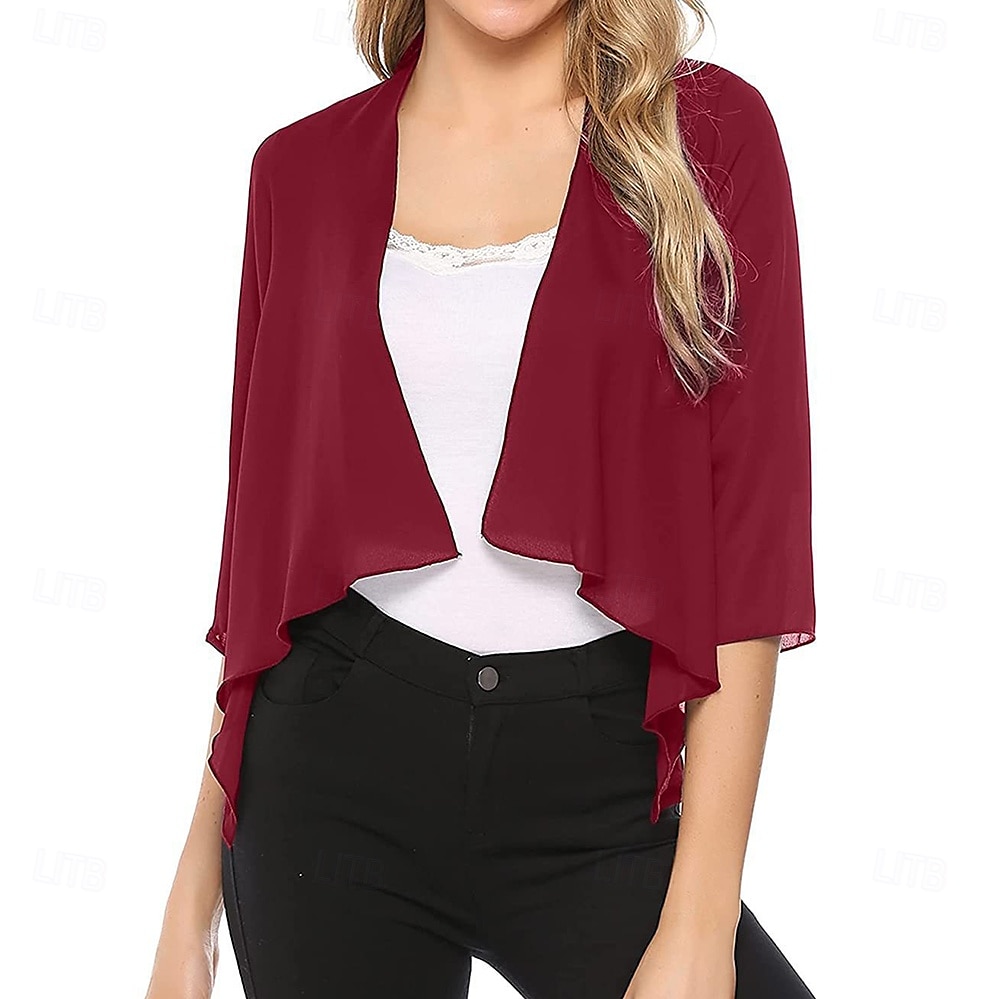 Scialle Donna Elegante Senza Maniche Chiffon Stole da matrimonio Con Colore puro Per Feste Primavera & Estate del 2025 a $14.99 –P2