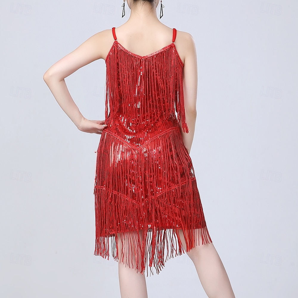 Latin Dance Dress Tassel Pure Color Splicing Women's Performance Training Sleeveless High Polyester 2026 - $54.99 –P1