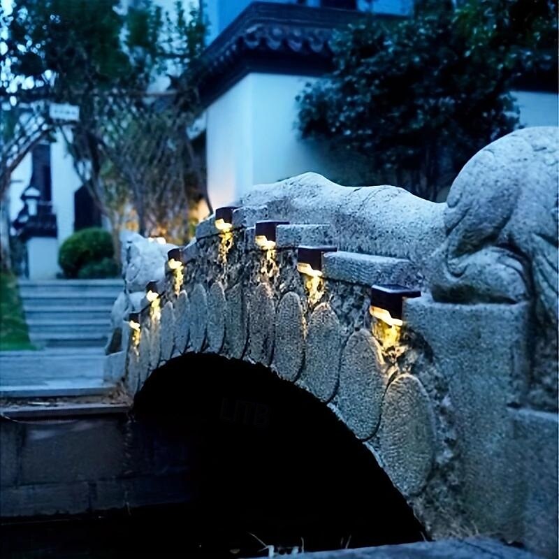 6 st led utomhus vattentät solcellslampor vägglampa uteplatsbelysning staket trappa steg däck innergård trädgårdsbelysning varmt ljus vitt ljus färg ljus 2025 - $14.99 –P4