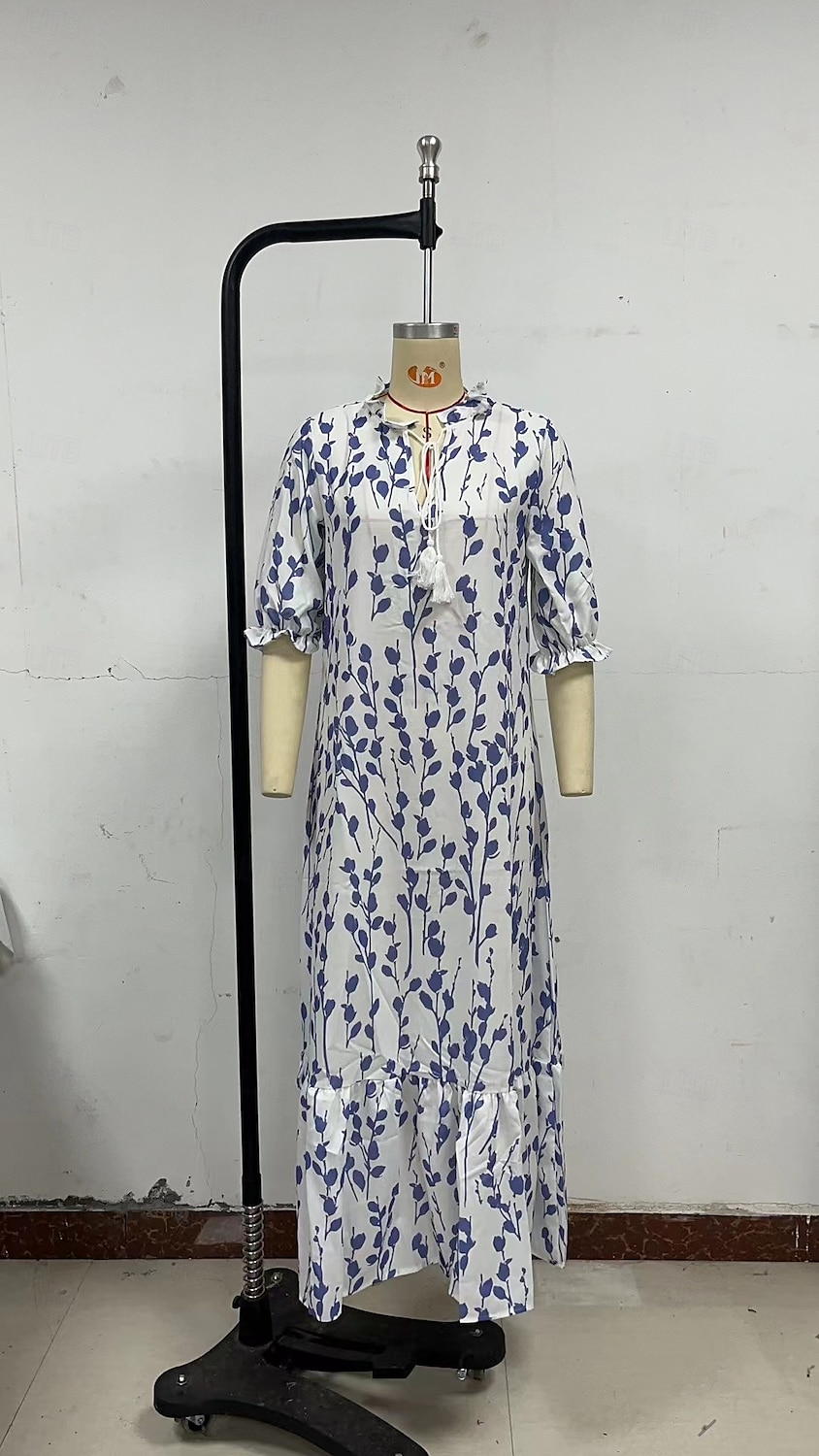 Dámské Dlouhé šaty Maxi šaty Volnočasové šaty Boho šaty Šaty s potiskem Šaty Peplum Romantické Klasické Elegantní šaty Nahoře nabírané Dovolená Denní Letní šaty Volný Grafika Květiny Poloviční rukáv 2025 - $24.99 –P3