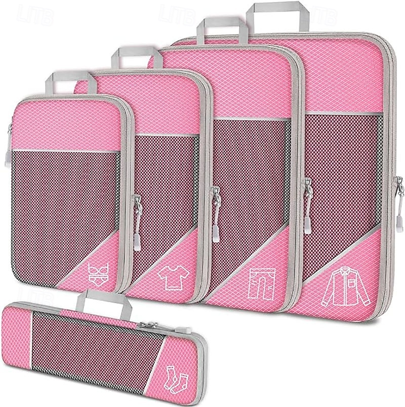 Compression Travel Packing Cubes Set for Luggage Storage and Backpack Organizer, Expandable Mesh Travel Bags, 5-Piece Set for Space Saving and Organizing Clothes 2025 - $14.49 –P6