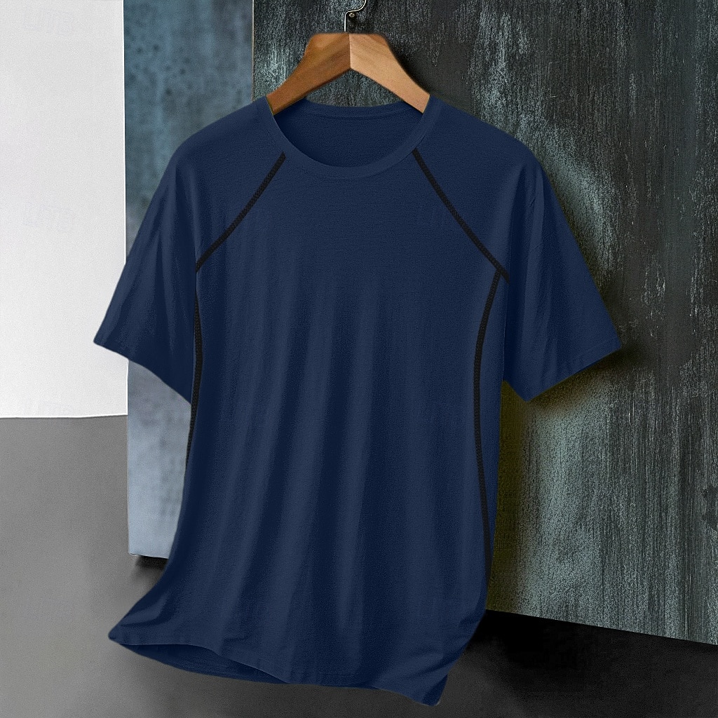 Men's T Shirt Muscle Shirt Moisture Wicking Shirts Short Sleeve Crew Neck Summer Plain Sports Lightweight Sporty Athletic Fitness Gyms Red black White Black Top Tee for Men 2026 - $10.99 –P6