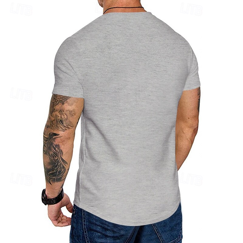 Herren T Shirt T-Shirt Kurzarmshirt Kurzarm Rundhalsausschnitt Sommer Einfach Mode Designer Basic Klassisch Urlaub Straße Ausgehen Schwarz Khaki Hellgrau Top T-Shirt für Herren 2025 - $15.49 –P12