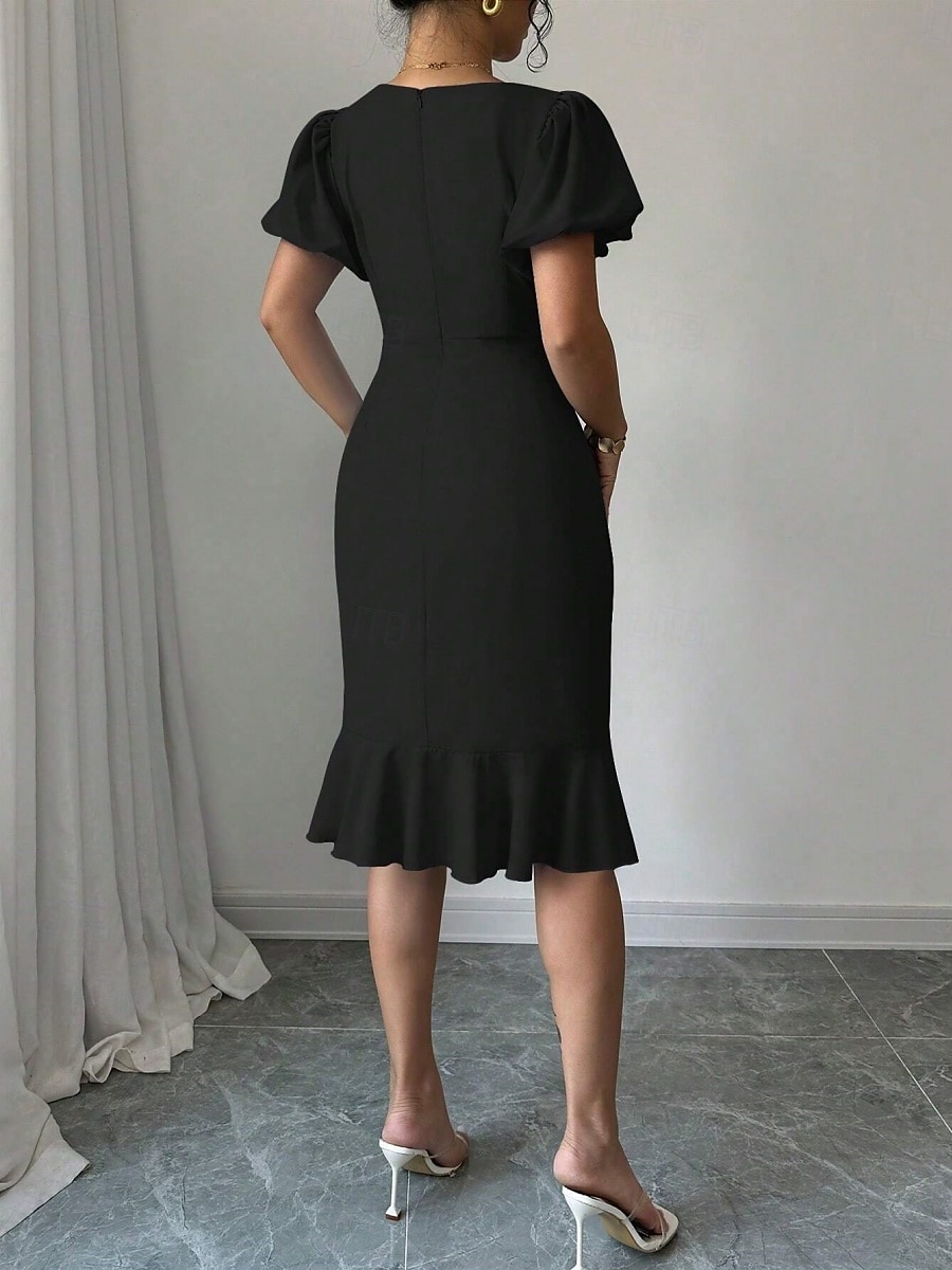 Robe de Graduation Femme Robe Mini Uni Robe Bodycon Semi-Formelle Bureau Ajustement Normal Graphique Manches Courtes Col Rond Noir Rose Bleu Ciel Fuchsia Été de 2025 ? $29.99 –P20