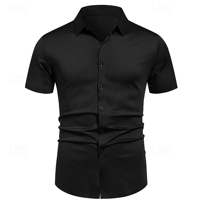 Men's Dress Shirt Button Up Shirt Plain Wedding Party Black White Red Blue Short Sleeve Lapel Spring &  Fall Clothing Apparel 2025 - $24.99 –P7