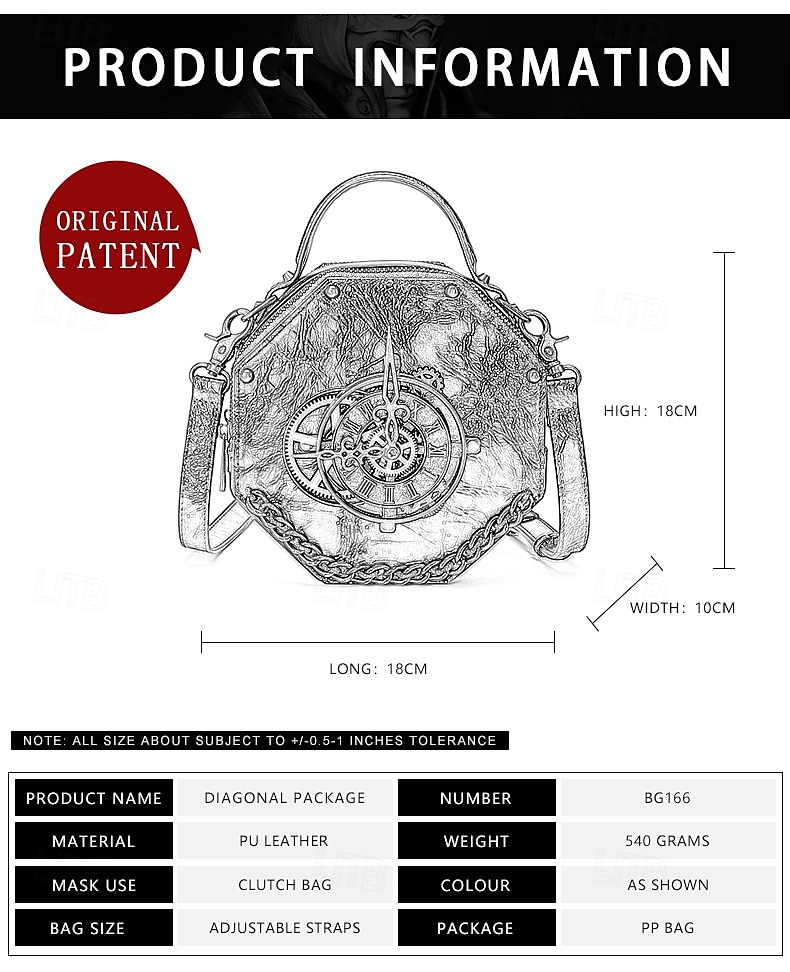 Punk & Gothique Steampunk Sac Sac à Bandoulière Rivet Equipement Déguisement Femmes Halloween Carnaval Soirée Décontracté Quotidien LARP Adulte Sac de 2026 ? $40.99 –P1