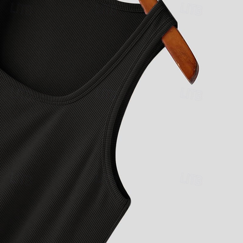Herren Tank Top Weste Unterhemd Ärmelloses Shirt Ärmellos Quadrathals Sommer Einfach Mode Designer Basic Urlaub Straße Ausgehen Schwarz Weiß Top T-Shirt für Herren 2025 - $14.99 –P10
