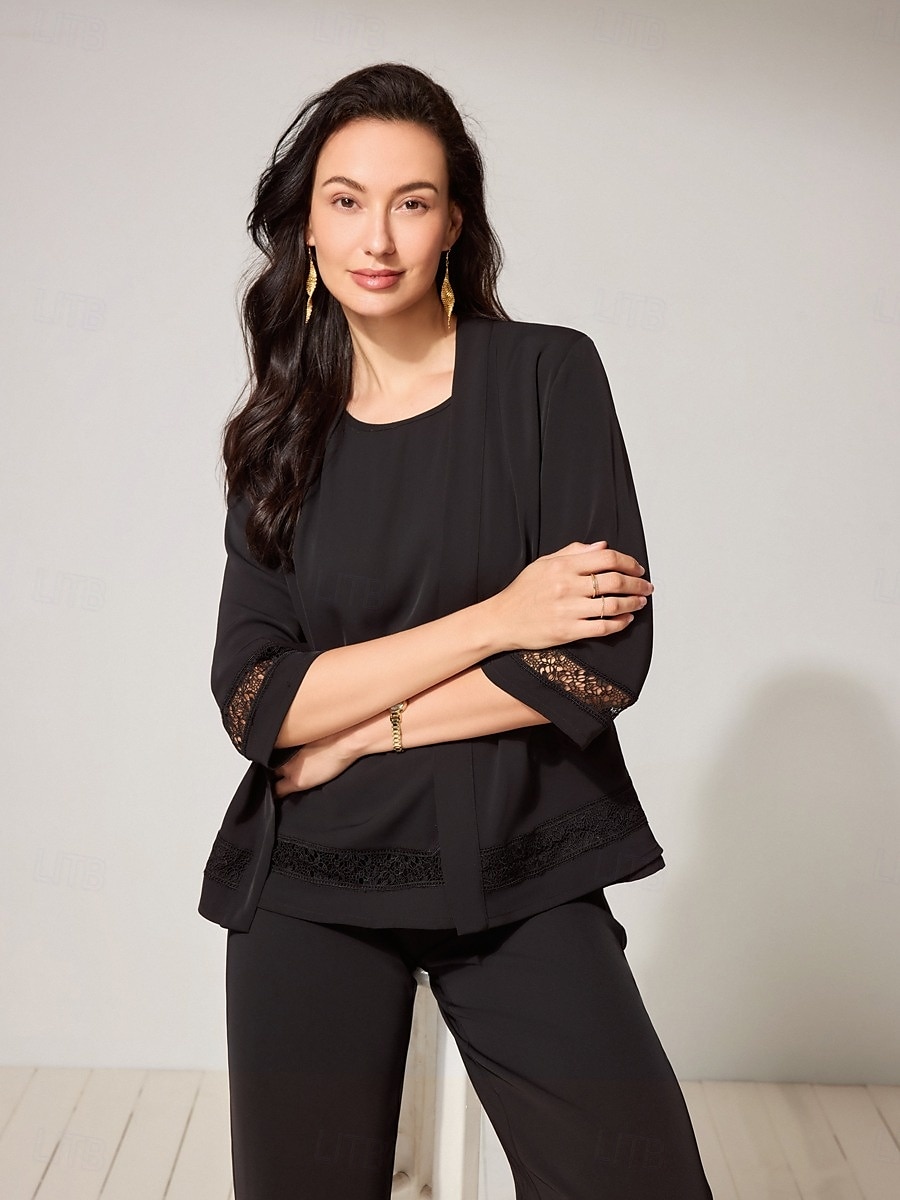 Pentru femei Bluză Culoare solidă Stilat Modern Fără manșon Stil Nautic Muncă Dantelă Capsă Negru Vară Primăvară Toamnă 2025 - $49.99 –P2