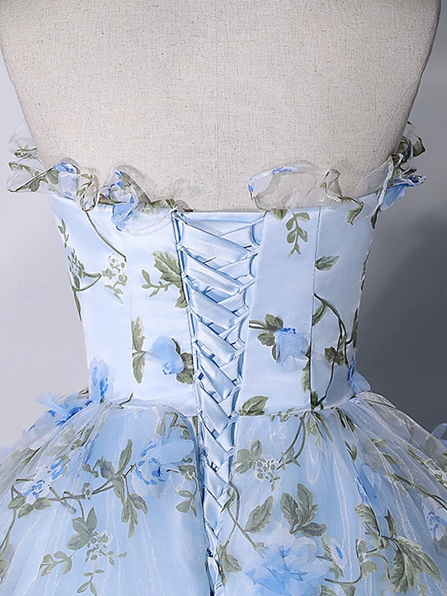 Ball Gown A-line šaty na quinceanera Elegantní Šaty Svatební Svatební Host Délka Podlahy Bez Rukávů Bez Ramen S polyesterem Krajkovým Květinovým Vzorem Krepováním 2025 - $117.99 –P3