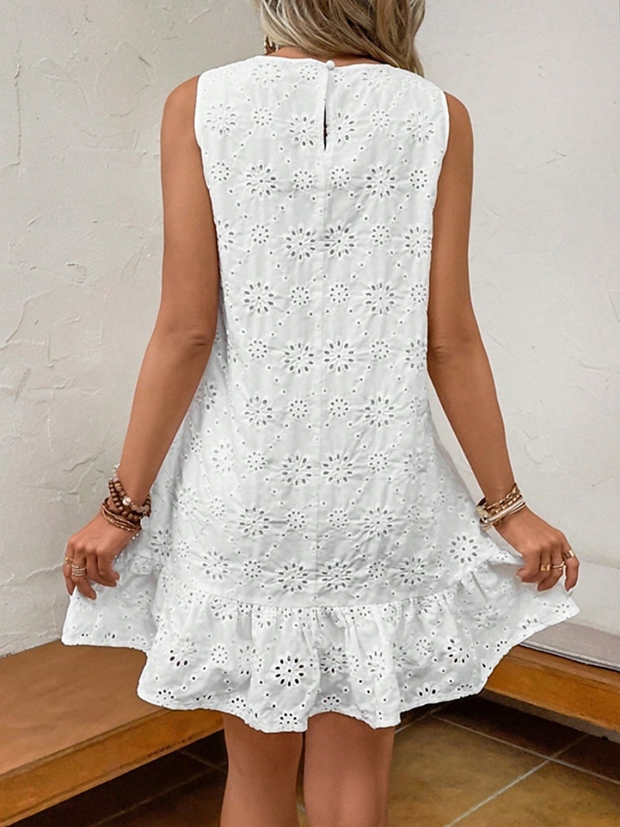 Women's Mini Dress Petite Dress A Line Dress Summer Dress Solid Color Off The Shoulder Dress Casual Vacation Daily Regular Fit Graphic Sleeveless Crew Neck White Summer 2025 - $29.99 –P2