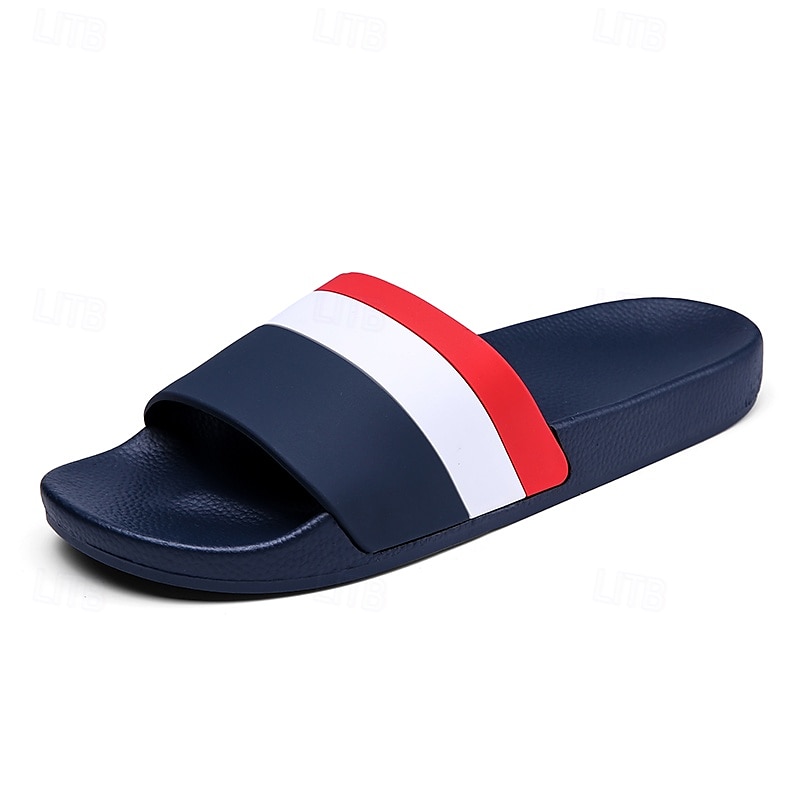 Men's Sporty Slide Sandals with Red and White Stripes - Bold Footwear for Leisure and Outdoor Activities 2025 - $18.99 –P5