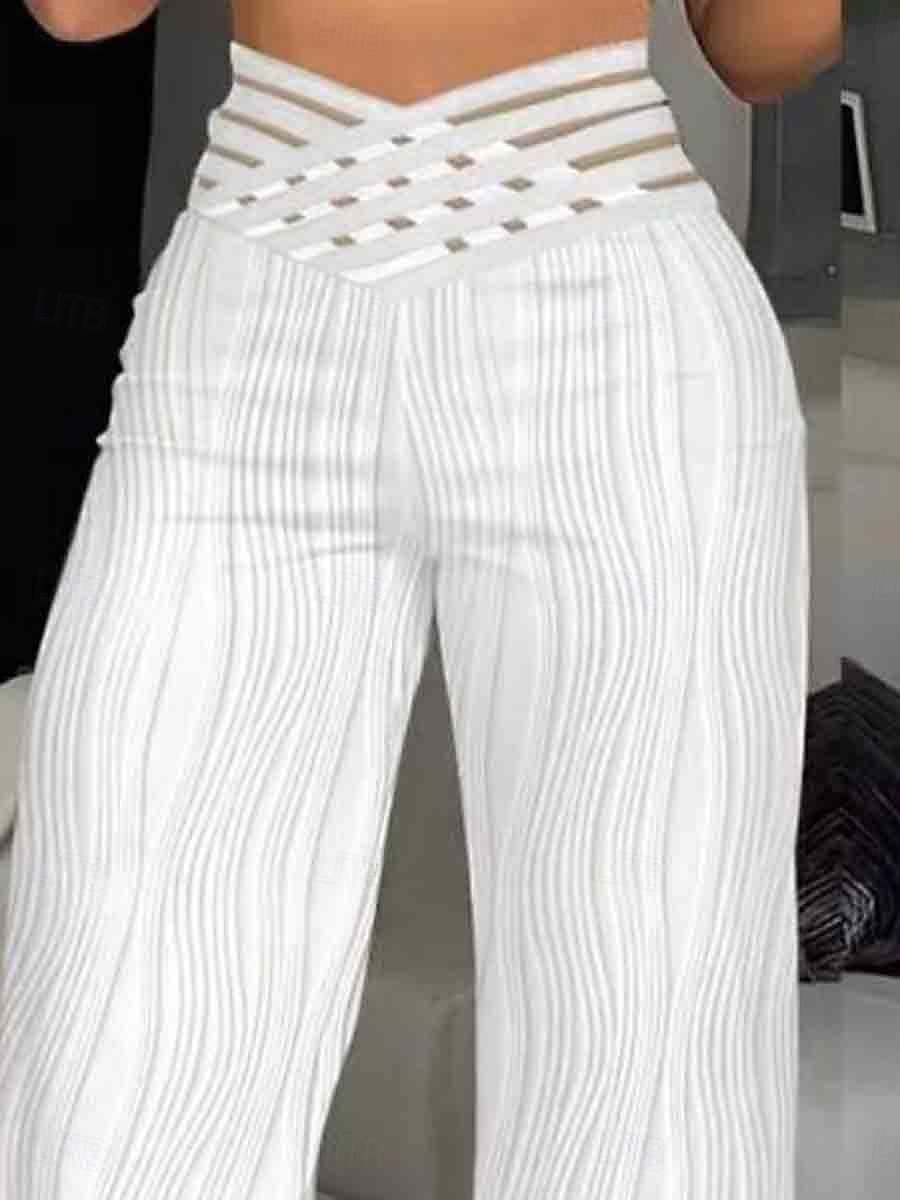 Γυναικείο Παντελόνι Wide Leg Chinos Χαλαρά Για τη Μόδα Δυνάμεις Δρόμου Πλήρους Μήκους Υψηλής Μέσης Απλός Ελαστικός Ζωνάκι Τρύπα Άνετα Μαλακά Άνετα Μικρο-ελαστικά Εξωτερικό Δρόμο Μαύρο Λευκό Κίτρινο 2025 - $26.99 –P3