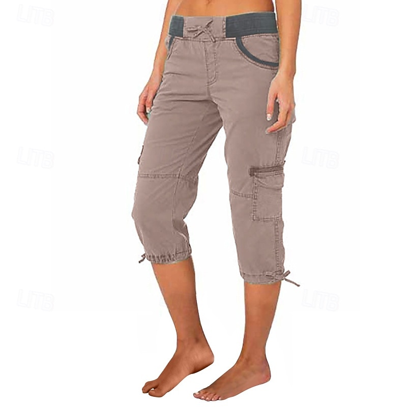 Per donna Pantaloni capri Pantaloni da paracadute Moda Streetwear Lunghezza al polpaccio Naturale Blocco di colori Coulisse Tasca Comodo All'aperto Confortevole Streetwear Uscire Rosso arancione del 2026 a $29.99 –P5