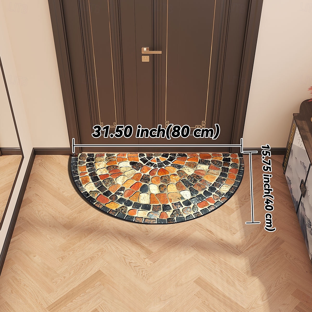 Cobblestone Semi-round Doormat Kitchen Mat Floor Mat Non-Slip Area Rug Oil Proof Rug Indoor Outdoor Mat Bedroom Decor Bathroom Mat Entrance Rug Spring Summer 2025 - $12.49 –P4