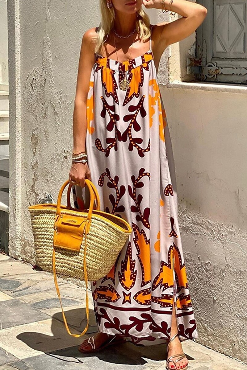 Femmes Robe Longue Maxi Robe Robe Fleurie Robe Nuisette Robe bohème Robe Imprimée Classique Sortir Plage Week-end Coupe régulière Fleur Sans manches Bretelles spaghetti Gris Été de 2025 ? $26.99 –P1