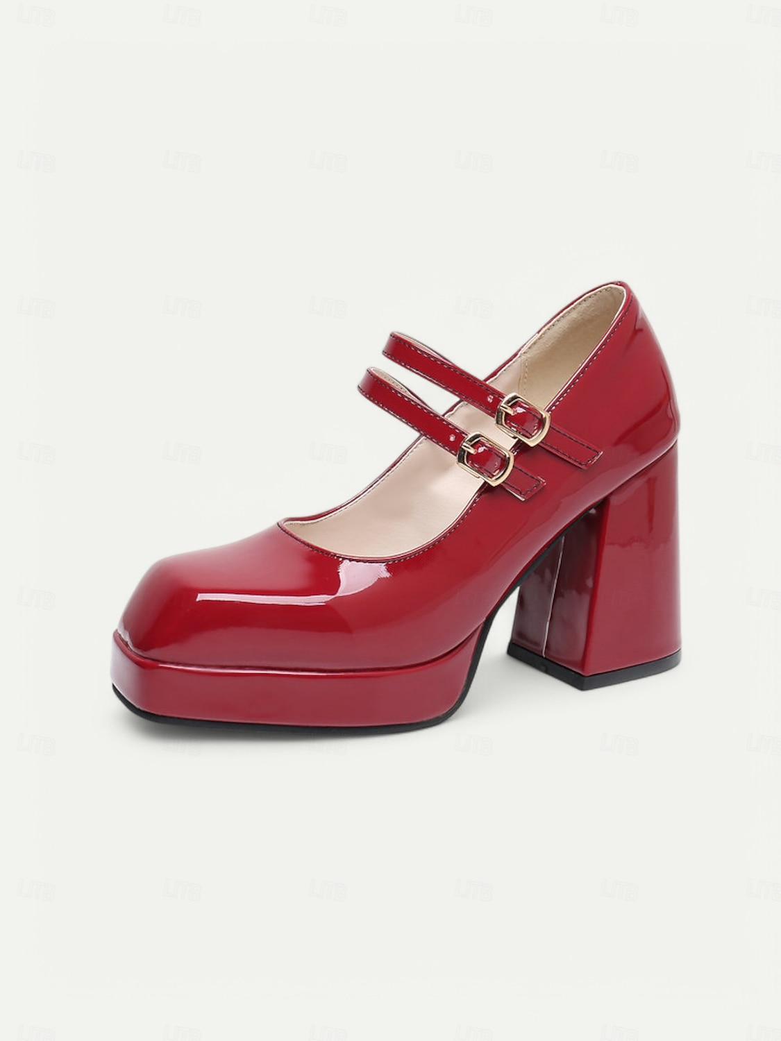 Women's 1980s Retro Double Strap Mary Jane Heels – Green Patent Leather Block Heel Platform Shoes for Vintage-Inspired Fashion, Parties, and Casual Wear 2025 - $46.99 –P3