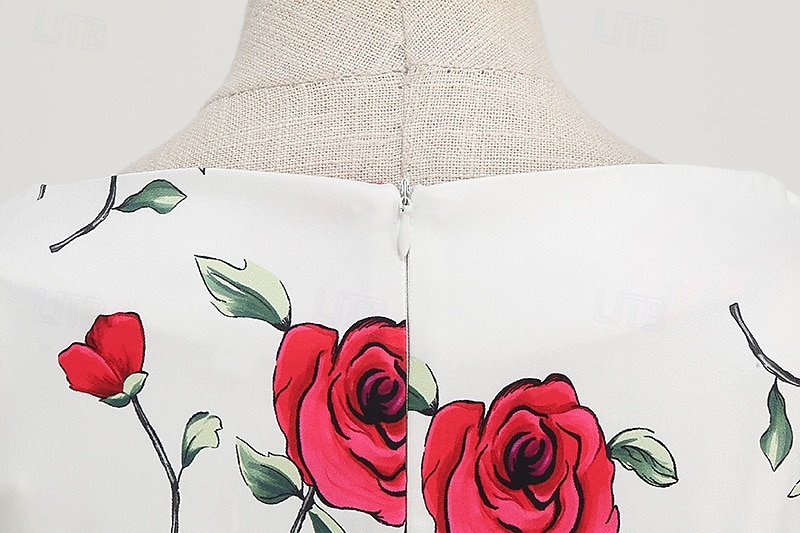 Lata 50. Retro / vintage Rockabilly Do kolan Sukienka kopertowa Sukienka huśtawka Rozkloszowana sukienka Normalny Krótki kimonowy Kwiaty Obcisła i rozszerzona Huśtawka wisząca W serek Strój na bal 2026 - $32.99 –P3