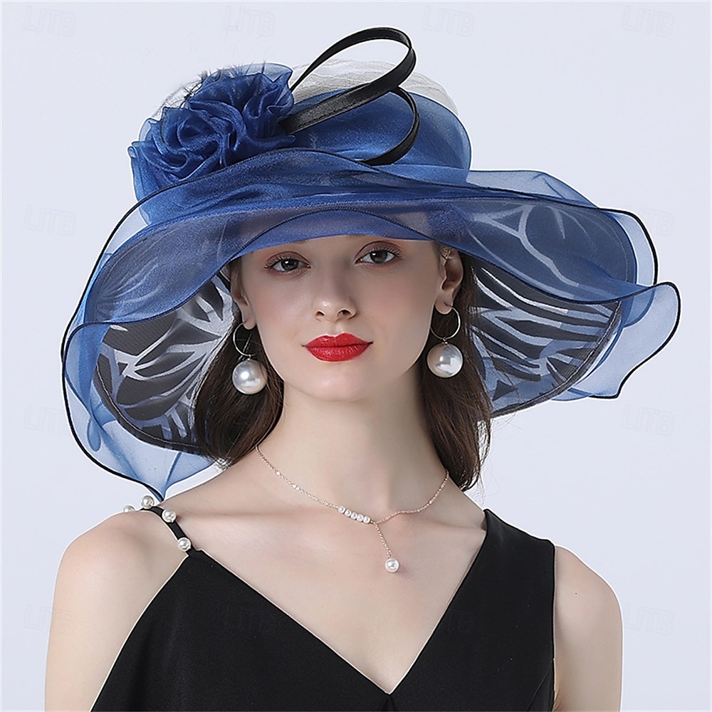 hatut Organza Aurinkohattu Pyhäpäivä Teekutsut Hevoskilpailu cocktail Tyylikäs Vintage söpö tyyli Kanssa Kukkakuvio Päähine Päähineet 2025 - $27.99 –P1