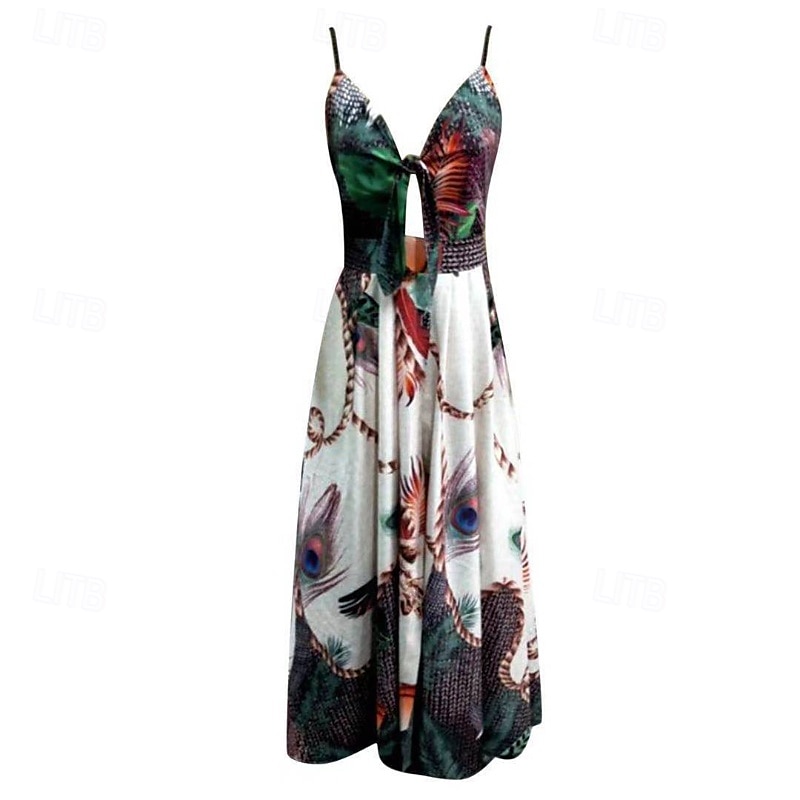Mulheres Vestido midi Vestido de formatura Vestido Swing Vestido de verão Vestido de decote Moda Ao ar livre Feriado Encontro Normal Leopardo Flor Sem Manga Correias Preto Branco Marfim Vermelho Verão de 2025 por $28.99 –P6