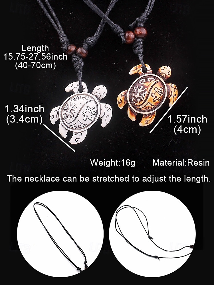 2026年 「メンズ トライバル ウミガメ ペンダント ネックレス - ヴィンテージ ハンドクラフト レザー ロープ チェーン、ビーチ、休暇、カジュアルウェアに最適なボヘミアン サーフ スタイル ジュエリー」  コレクション – $9.99 –P8