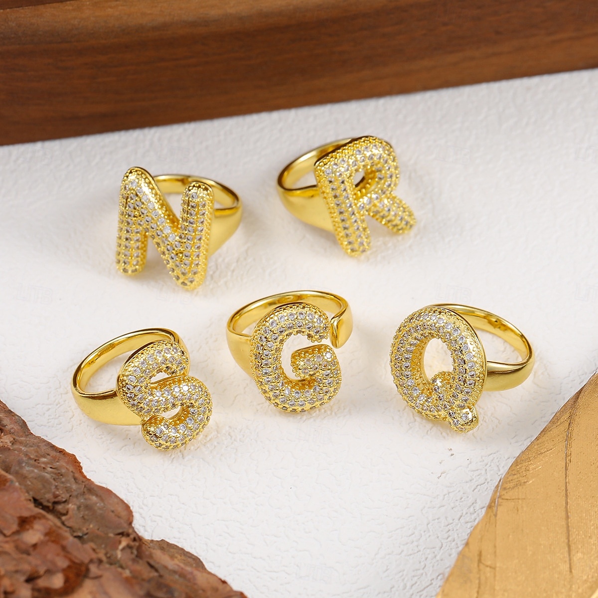Personalized Letter Ring, Gift for Mom, 18K Gold Plated Adjustable Ring, Copper with Zircon, Open Band Initial Ring, Elegant and Stylish Jewelry for Women 2025 - AU $6.89 –P1
