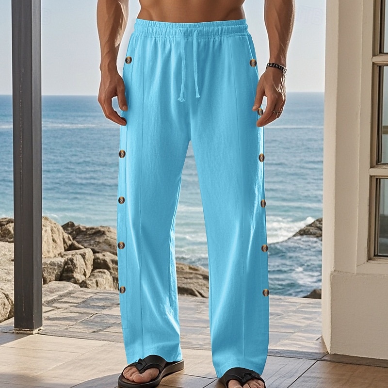 Retro Vintage Medieval Renaissance Straight Leg Pants Pirate Viking Button Down Solid Color Men's Viking Halloween Carnival Vacation Casual Daily LARP Adults' Pants 2025 - $23.99 –P15