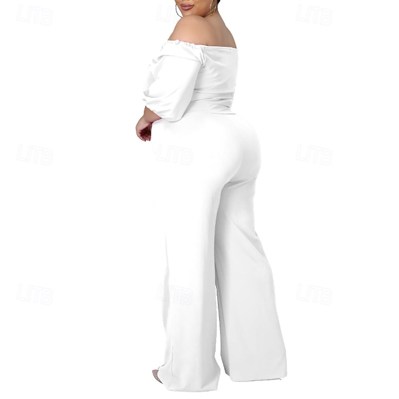 Women's Normal Jumpsuit Stylish Solid Color Half Sleeve Off Shoulder Cut Out Street Holiday Regular Fit Black White Red Summer 2026 - $31.99 –P12