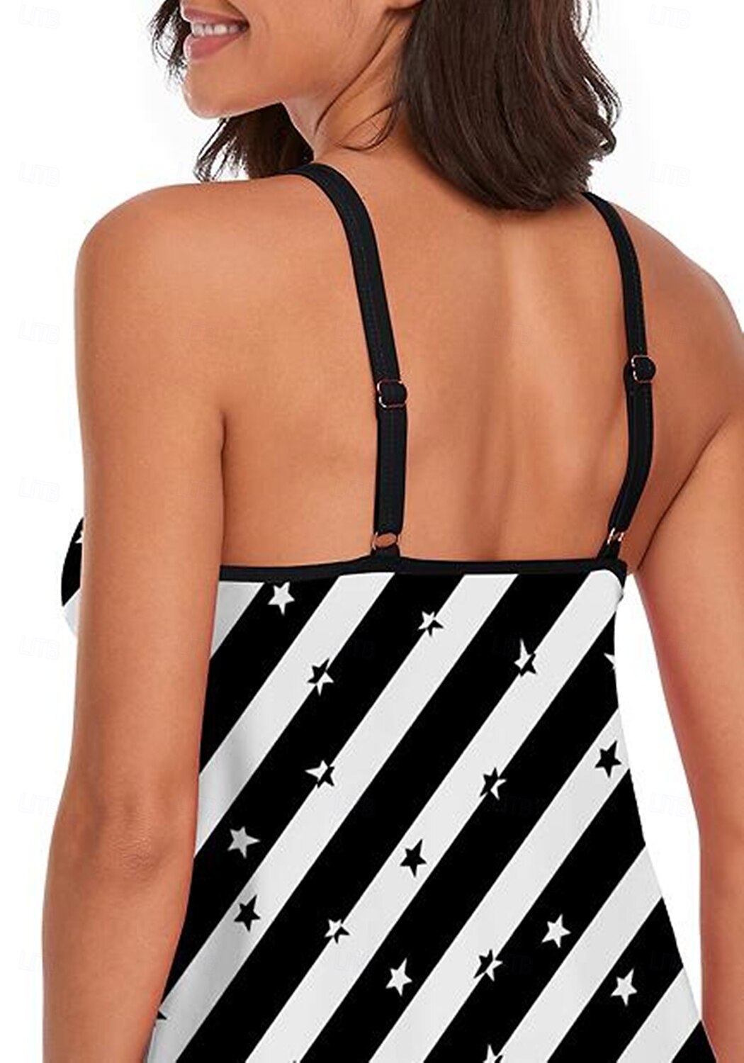 Dam Badkläder Tankini Baddräkt Elegant Skön Randig Ärmlös Baddräkter 2025 - $24.99 –P4
