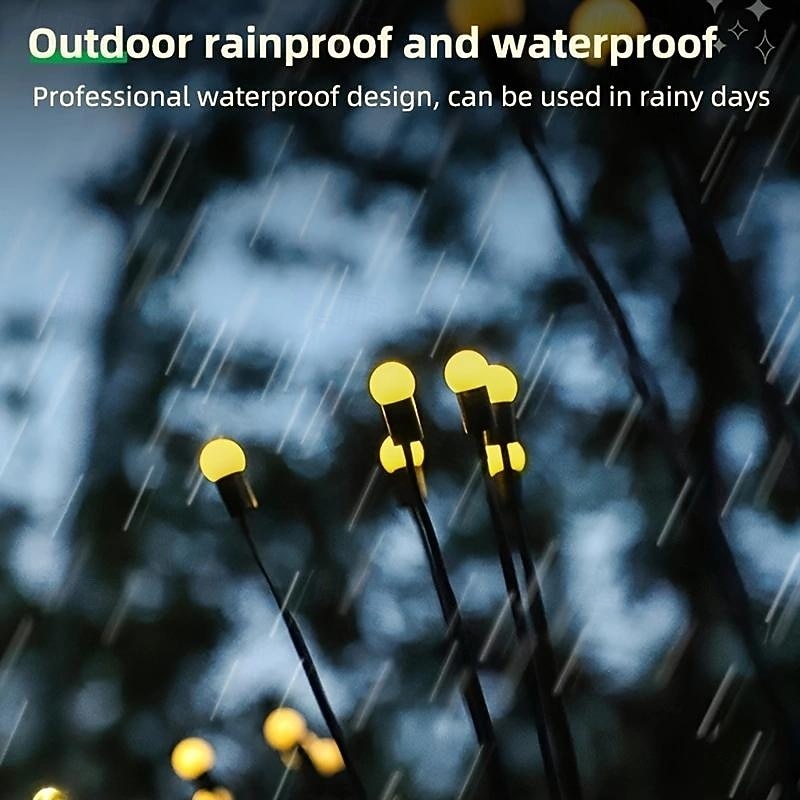 2 шт. наружные солнечные светильники светлячок наземный светильник 8 светодиодов двор сад парк свадьба вечеринка газон атмосфера украшение свет дыхание вспышка 2026 - $20.99 –P7