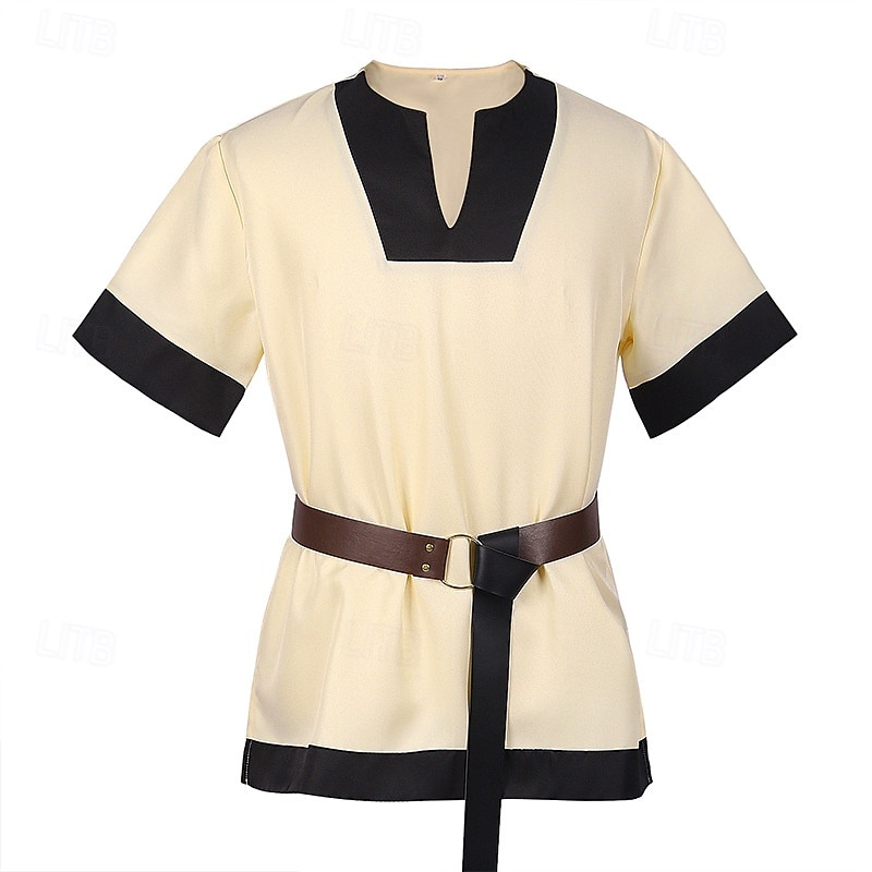 Mittelalterlich Renaissance 17. Jahrhundert Hemd Tunika Ritter Wikinger Kostüm Herren Vikinger Fantasie Halloween Maskerade Leistung LARP Renaissance-Messe Erwachsene Hemd Frühling & Sommer 2025 - $23.99 –P2