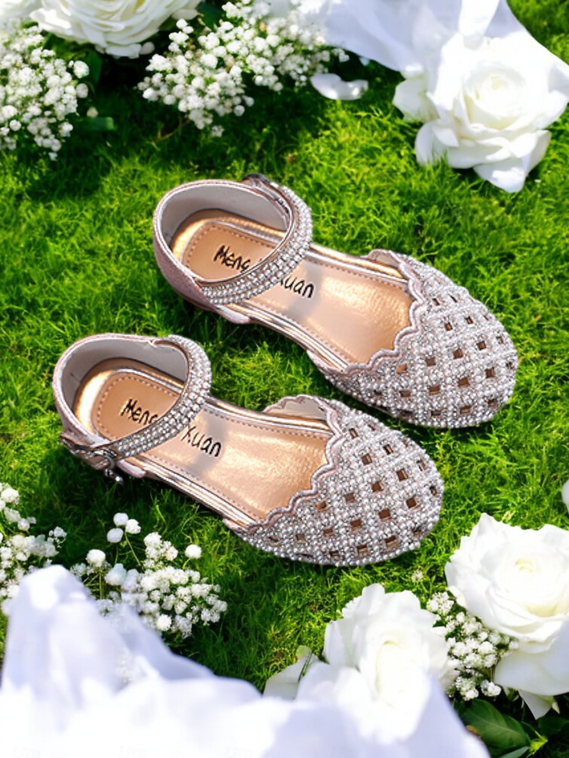 Glitzernde Mary-Jane-Schuhe für Mädchen mit Strasssteinen – elegante Schuhe mit gewelltem Rand für Hochzeiten und Partys 2026 - $19.99 –P2