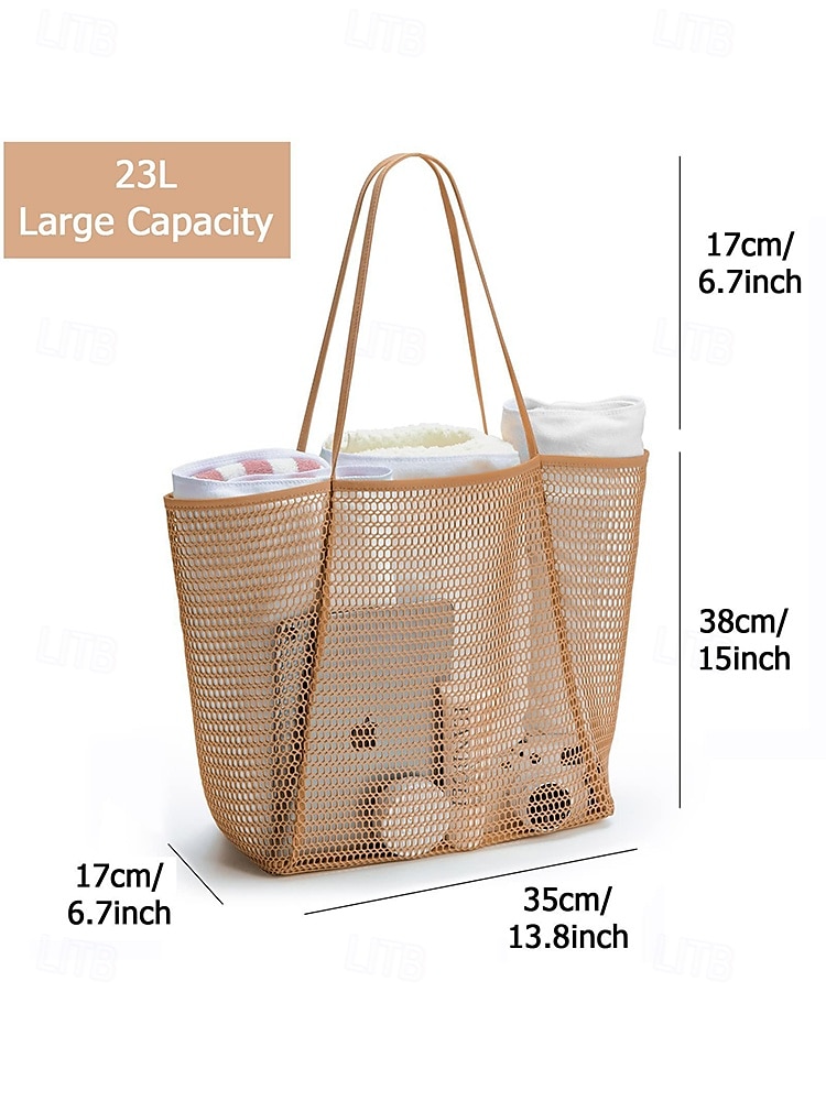 Women's Tote Shoulder Bags Mesh Shopping Casual Daily Beach Large Capacity Solid Color Black Pink Light Green 2025 - $14.99 –P8