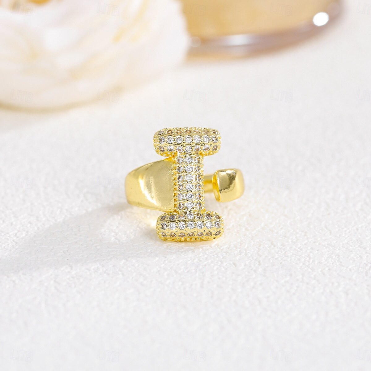 Personalized Letter Ring, Gift for Mom, 18K Gold Plated Adjustable Ring, Copper with Zircon, Open Band Initial Ring, Elegant and Stylish Jewelry for Women 2025 - AU $6.89 –P5