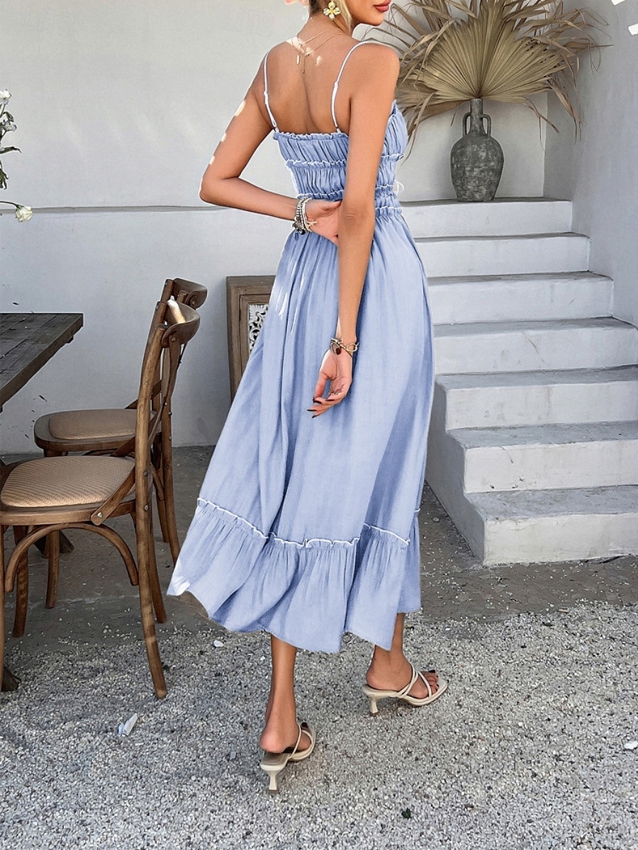 Femme Robe mi-longue robe blanche Robe casual Robe d'été Robe à enfiler Mode Moderne du quotidien Plage Fin de semaine Standard Plein Sans Manches Bretelles Fines Noir Jaune Bleu Vert Eté de 2025 ? $32.99 –P11