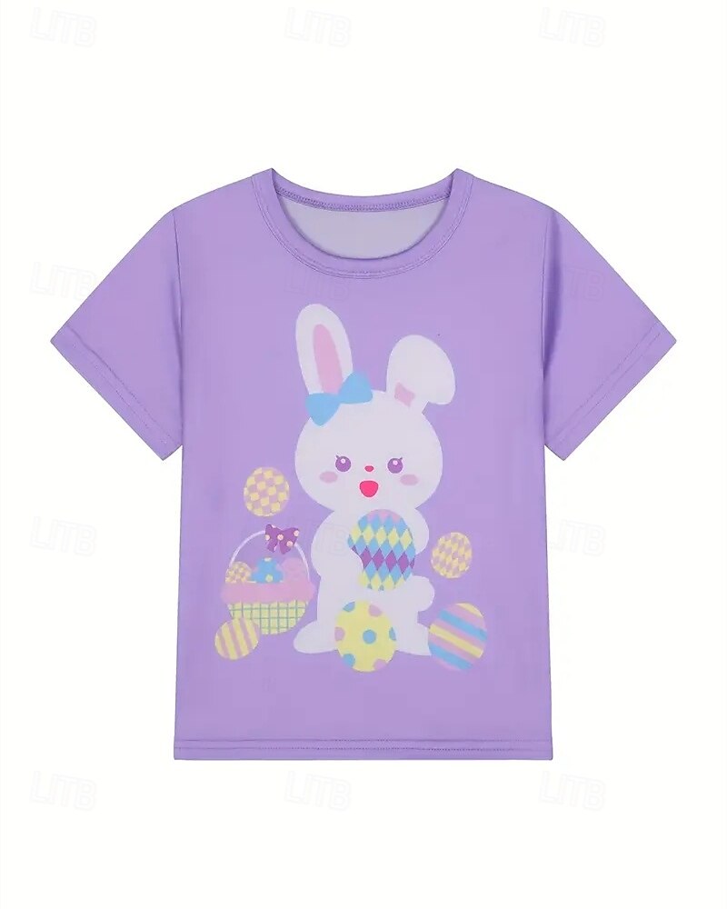 Páscoa Para Meninas 3D Gráfico Coelho Conjuntos de pijama Conjuntos de pijama com camiseta e calça Manga Curta Impressão 3D Verão Primavera Ativo Básico Infantil 4 anos + Gola Redonda Casa Diário de 2025 por $17.99 –P3