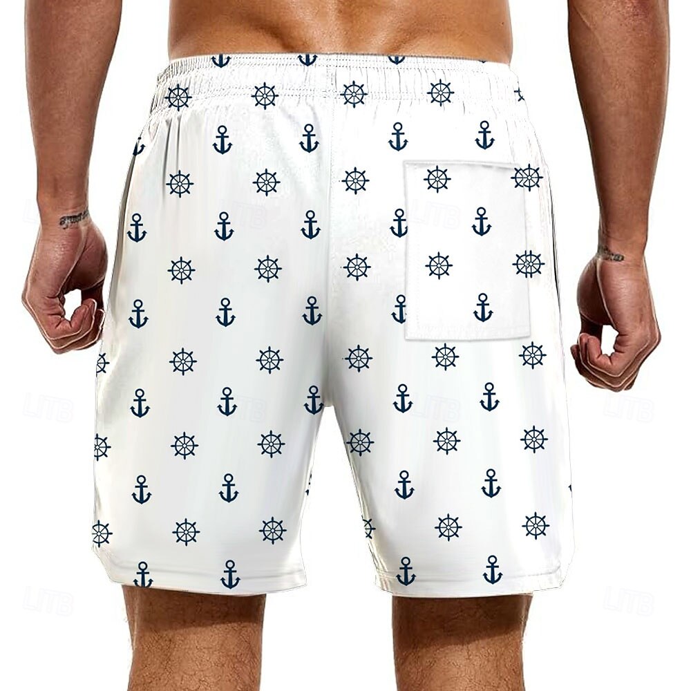 Herr Ankare Rolig Anka Fodrade shorts 2 i 1 simshorts Badshorts Medium Midja Hawaiisk Semester Standkläder Sidfickor Med kompressionsfoder Elastisk dragsko i midjan Designer Kläder 2026 - $22.99 –P2