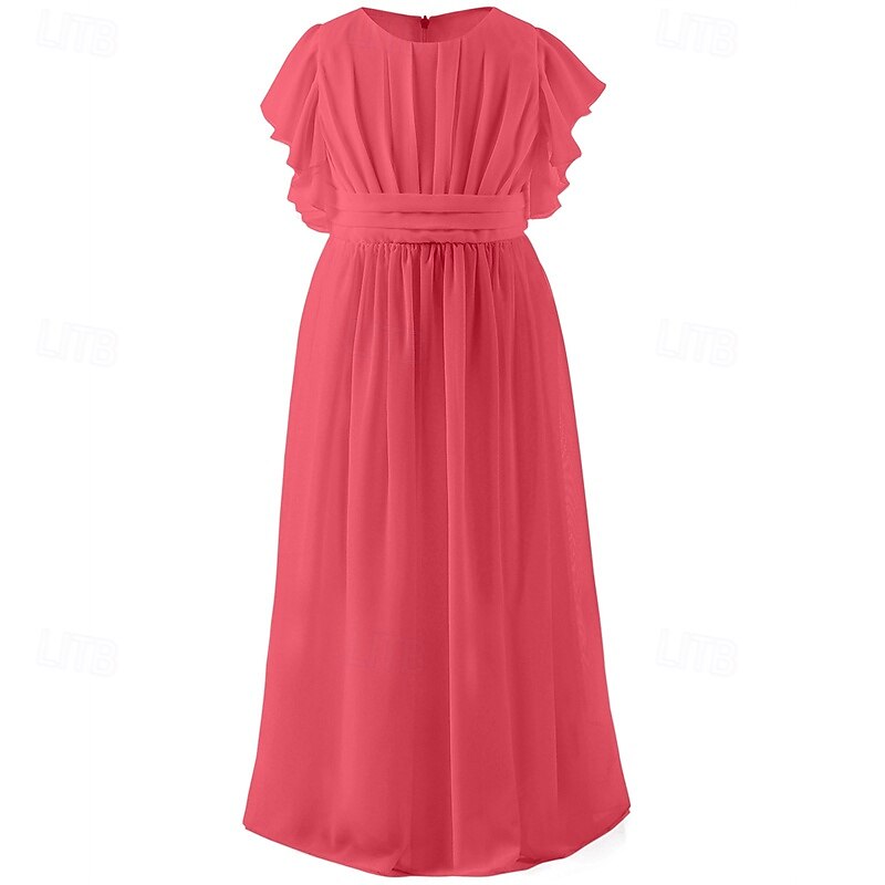 Robe de Demoiselle d'Honneur Fille enfants Fille Robe de soirée Robe de princesse Utilisation Mariage Soirée Elégant Magnifique Couleur unie Sans Manches Col Ras du Cou Rouge vin Noir 4 ans et + de 2026 ? $42.99 –P6