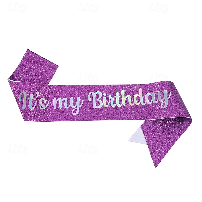 fascia per festa di compleanno in tessuto elastico glitterato, fascia "è il mio compleanno", cintura scintillante per feste per decorazioni per feste di compleanno per bambine del 2025 a $4.99 –P9