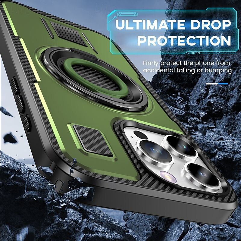 Phone Case For iPhone 16 15 14 Pro Max Plus 13 12 Pro Max Back Cover Ring Holder Shockproof Retro TPU PC 2025 - $9.99 –P10