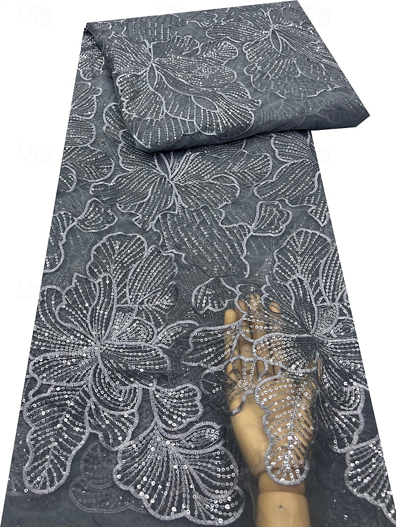 Robe A-Line En Sequins Brodée Bleue Robe de Mère de la Mariée Élégante Vintage Illusion Col Longueur Cheville Dentelle Manches Mi-longues de 2025 ? $173.99 –P6